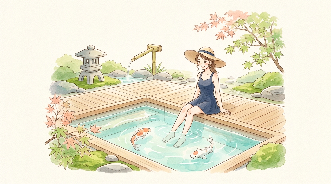 日本庭園とプールで過ごす優雅な一日