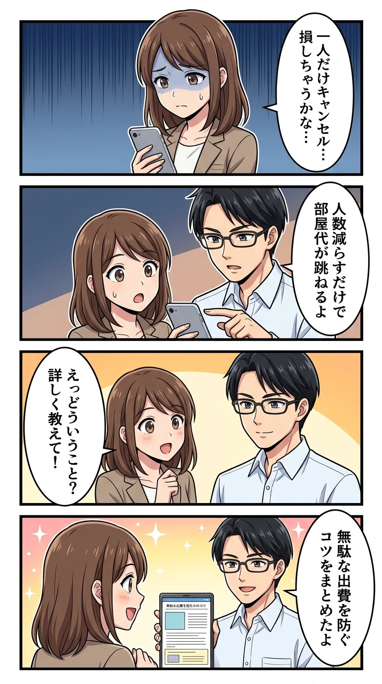 ホテル 1人だけキャンセル