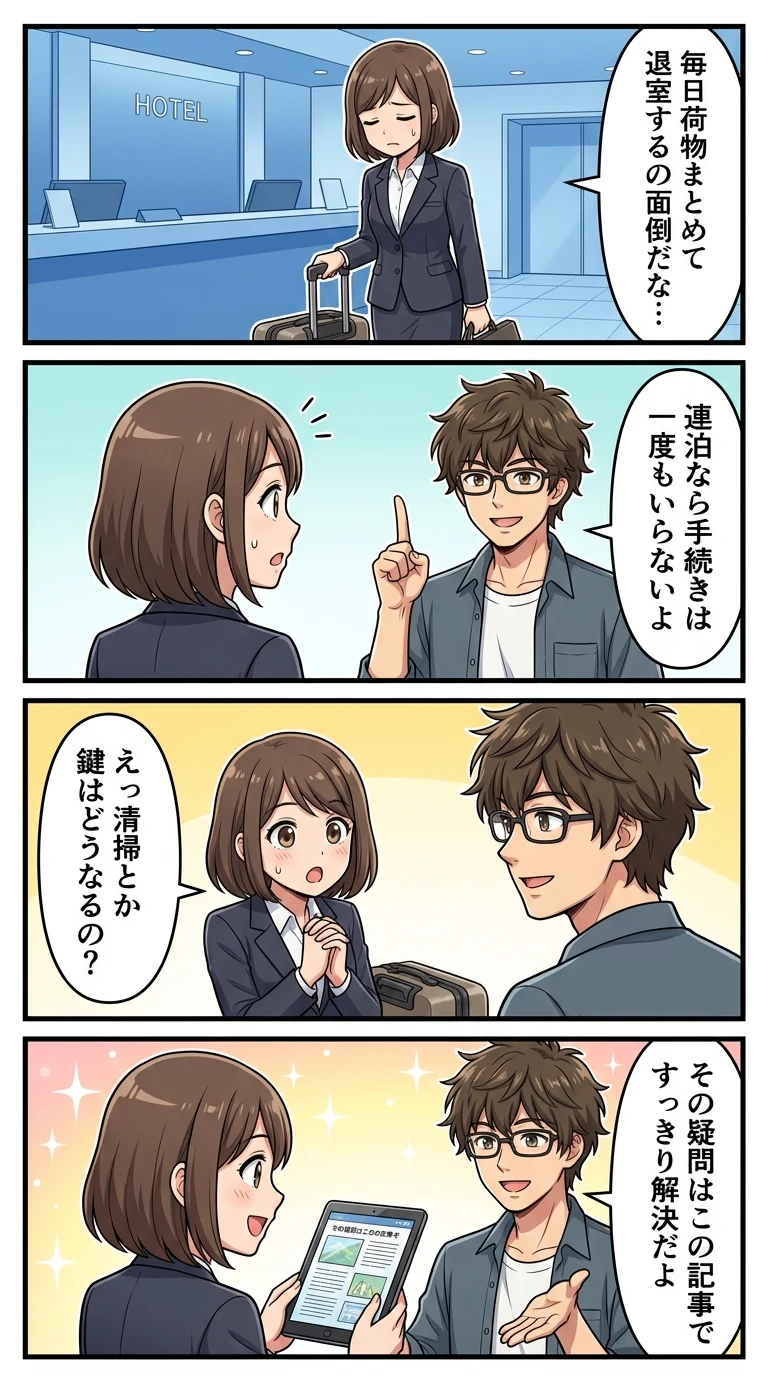 ホテル 2泊 チェックアウト