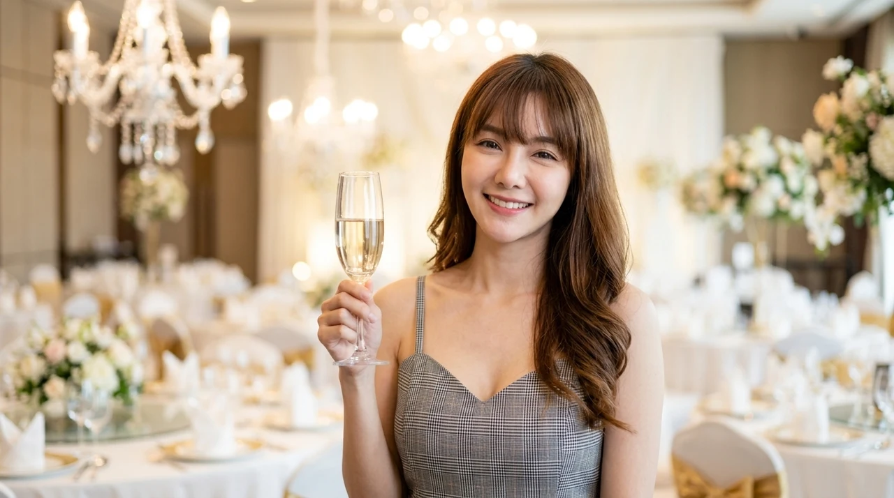 ホテルで結婚式を行う5つのメリットをイメージした写真風の画像
